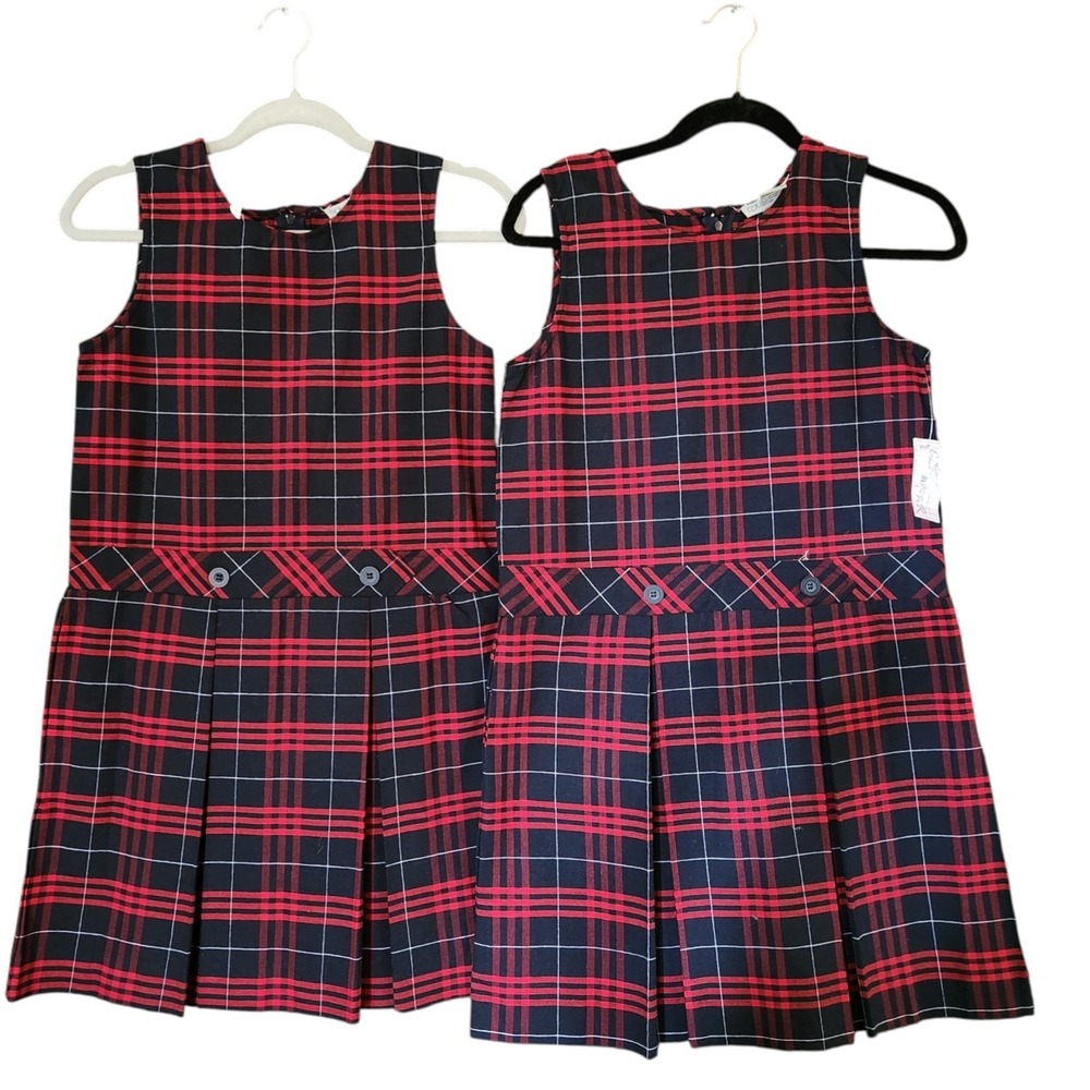 Classwear Uniform Jumper Dress Girls sz 14 Sleeveless Plaid Pleated NWT Lot of 2